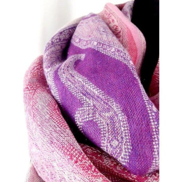 Boho Paisley Purple and Pink Rayon Blend Scarf 🔥2 for $20🔥 - Picture 3 of 4